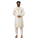 Regal Ivory Abstract Thread Embroidered Sherwani for Men | Father-Son Combo | Perfect Groom Wear | Jaipurio